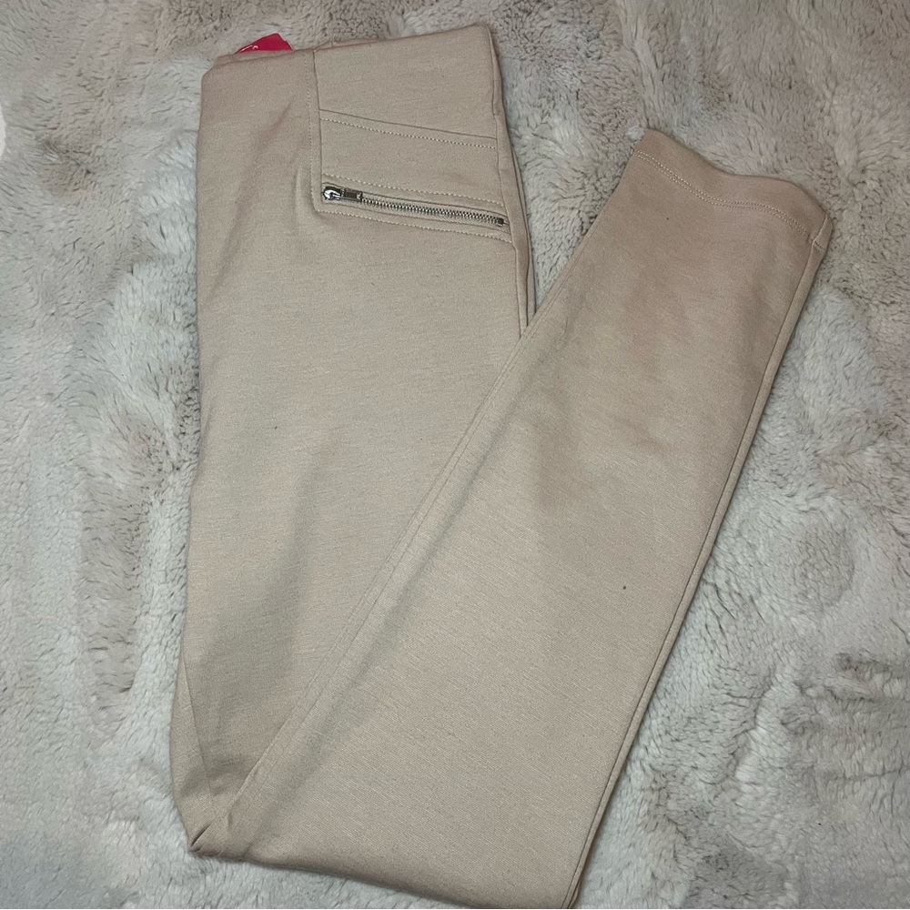 🦋 Light Beige Skinny Pants Work Trouser Business Casual Fitted with Zippers